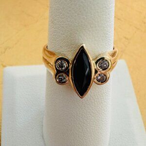 14K Yellow Gold Sapphire and Diamond Ring size 7